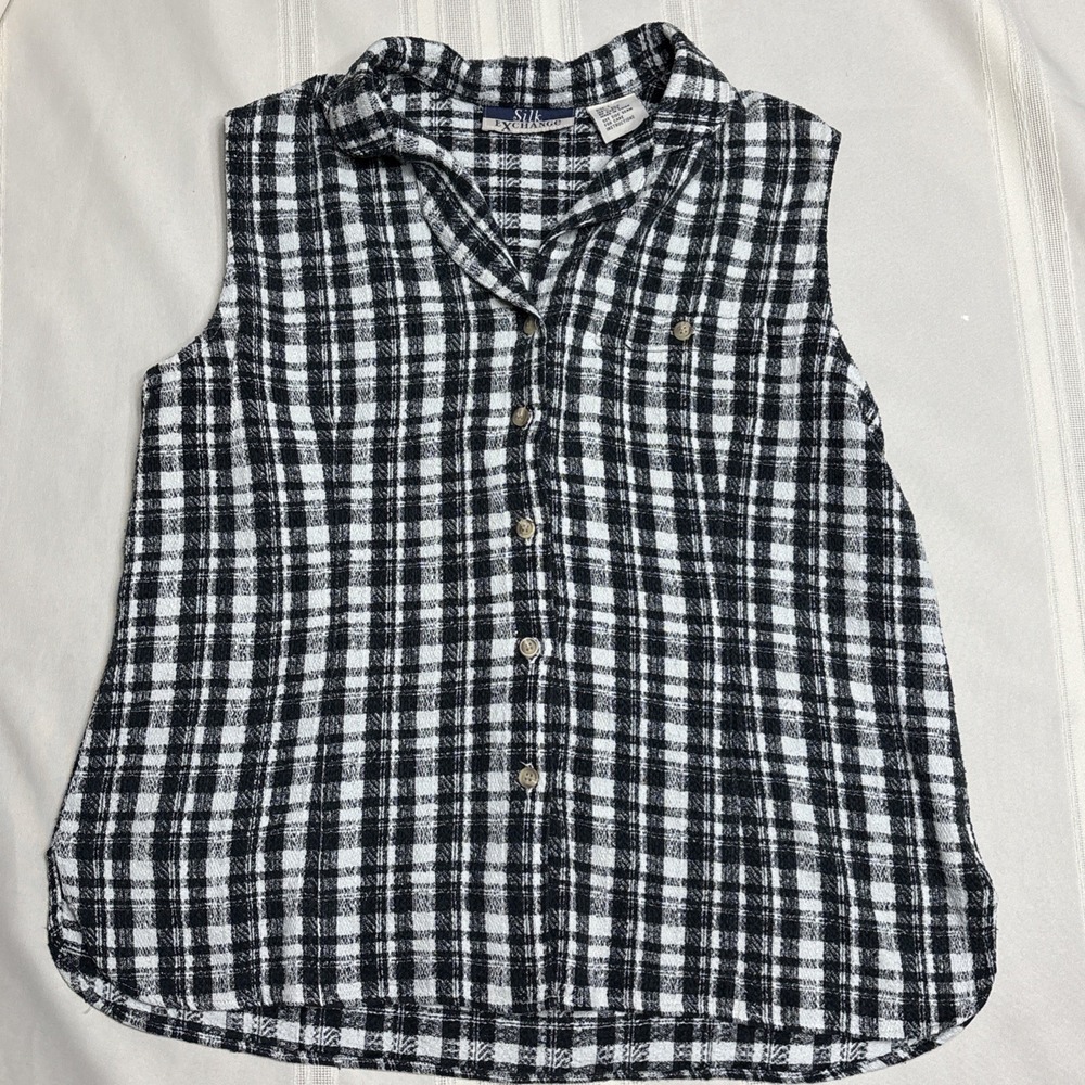 Silk Exchange 100% Silk Women's S Small‎ Blue Button Shirt Blouse Y2K Boho